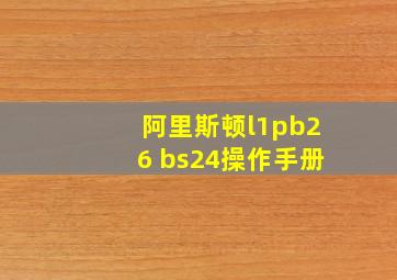 阿里斯顿l1pb26 bs24操作手册